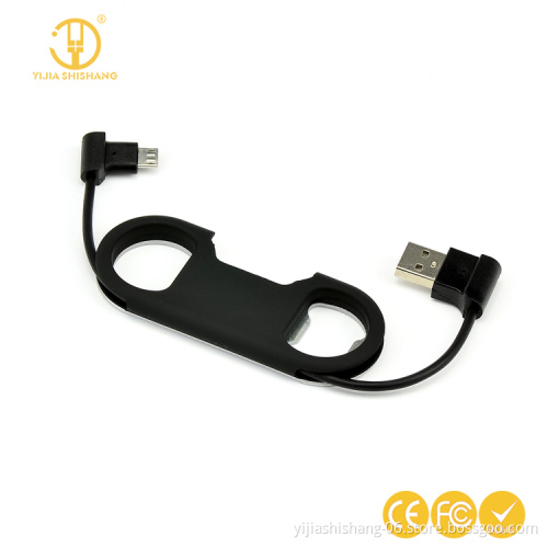 Yijiashishang Portable Metal with laser gray logo USB Data Charge Cable + Bottle Opener Keychain For iPhone and android phone